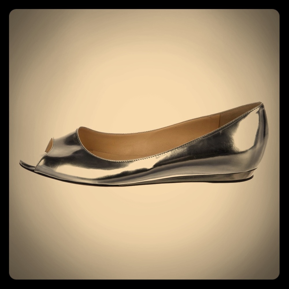 Jimmy Choo “Beck” silver mirror flat, size 39.5